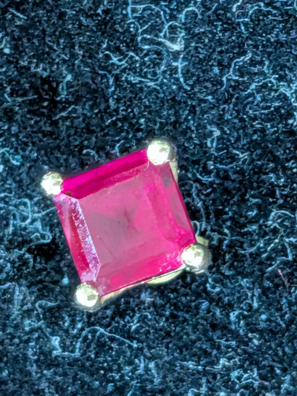 Single 5mm Square-Cut Ruby Earring